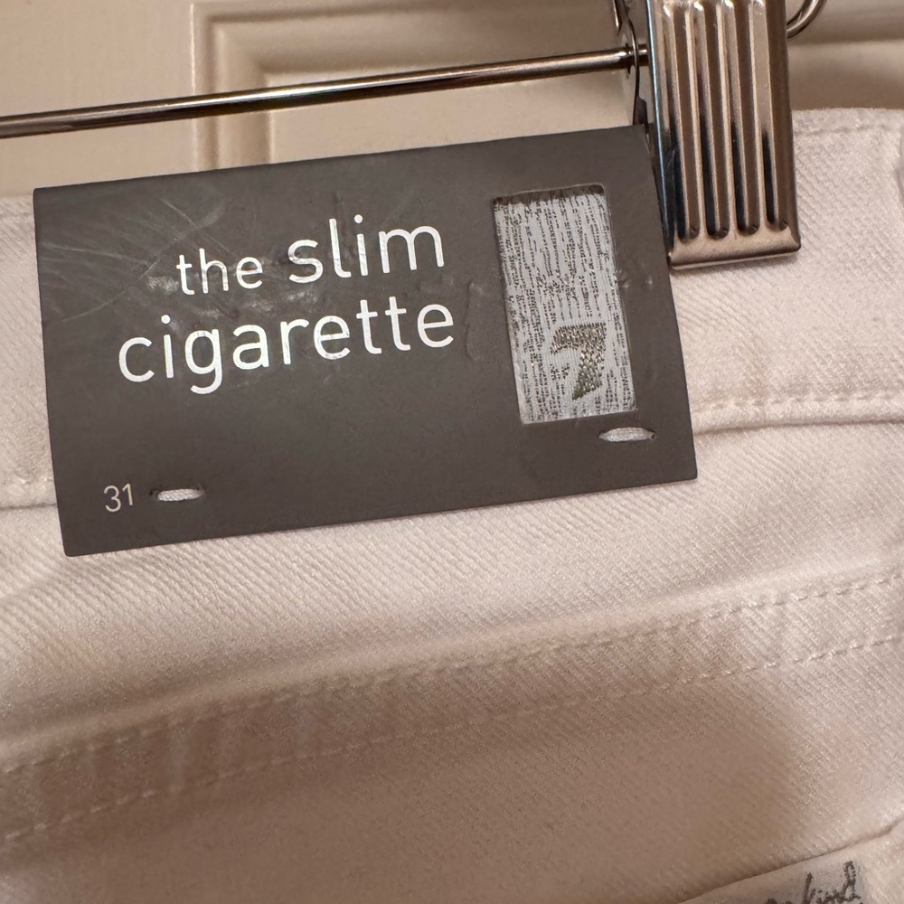 7 For All Mankind Women’s The Slim Cigarette Denim Jeans in Cleaned White NWT - Picture 7 of 15